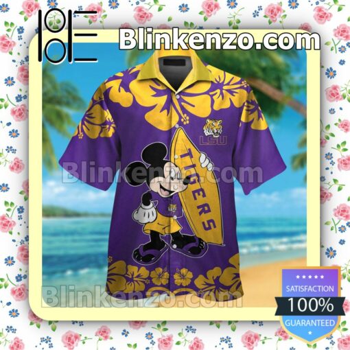 LSU Tigers & Mickey Mouse Mens Shirt, Swim Trunk