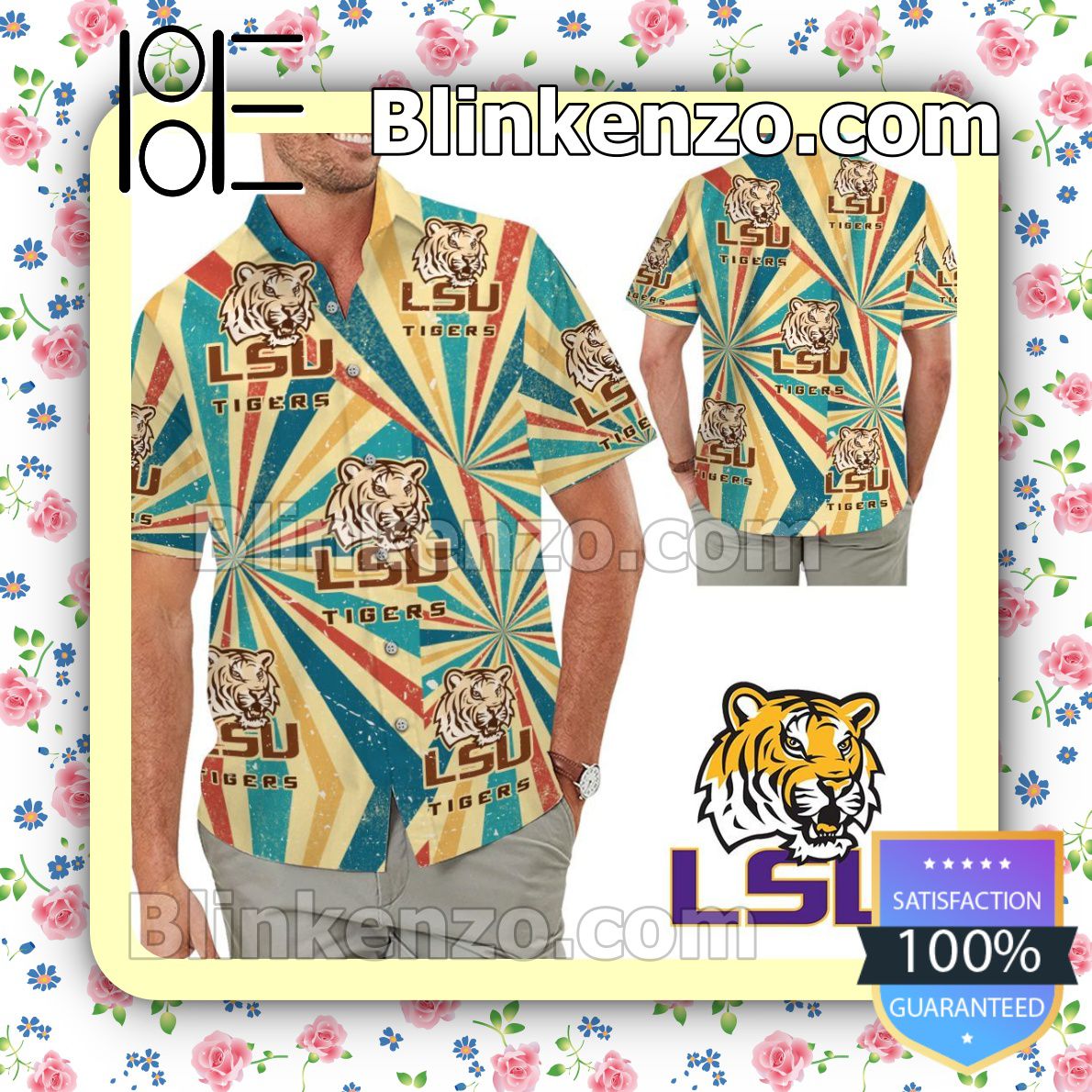 LSU Tigers Retro Vintage Style Mens Shirt, Swim Trunk