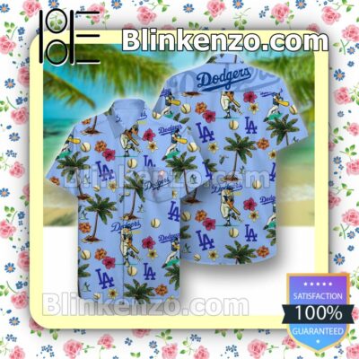 La Dodgers Baseball Tropical Print Blue Summer Shirt