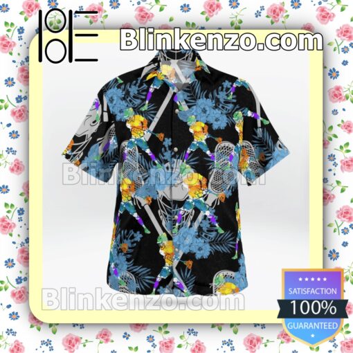 Lacrosse Sport Flowery Black Summer Hawaiian Shirt a