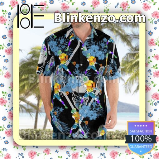 Lacrosse Sport Flowery Black Summer Hawaiian Shirt b