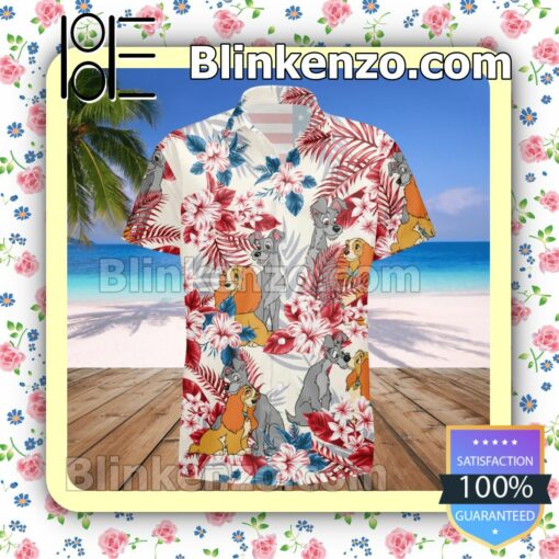 Lady And The Tramp Costume Disney Summer Hawaiian Shirt, Mens Shorts a