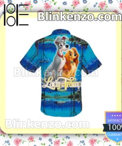 Lady & The Tramp Dogs Blue Lake Disney Blue Summer Hawaiian Shirt b