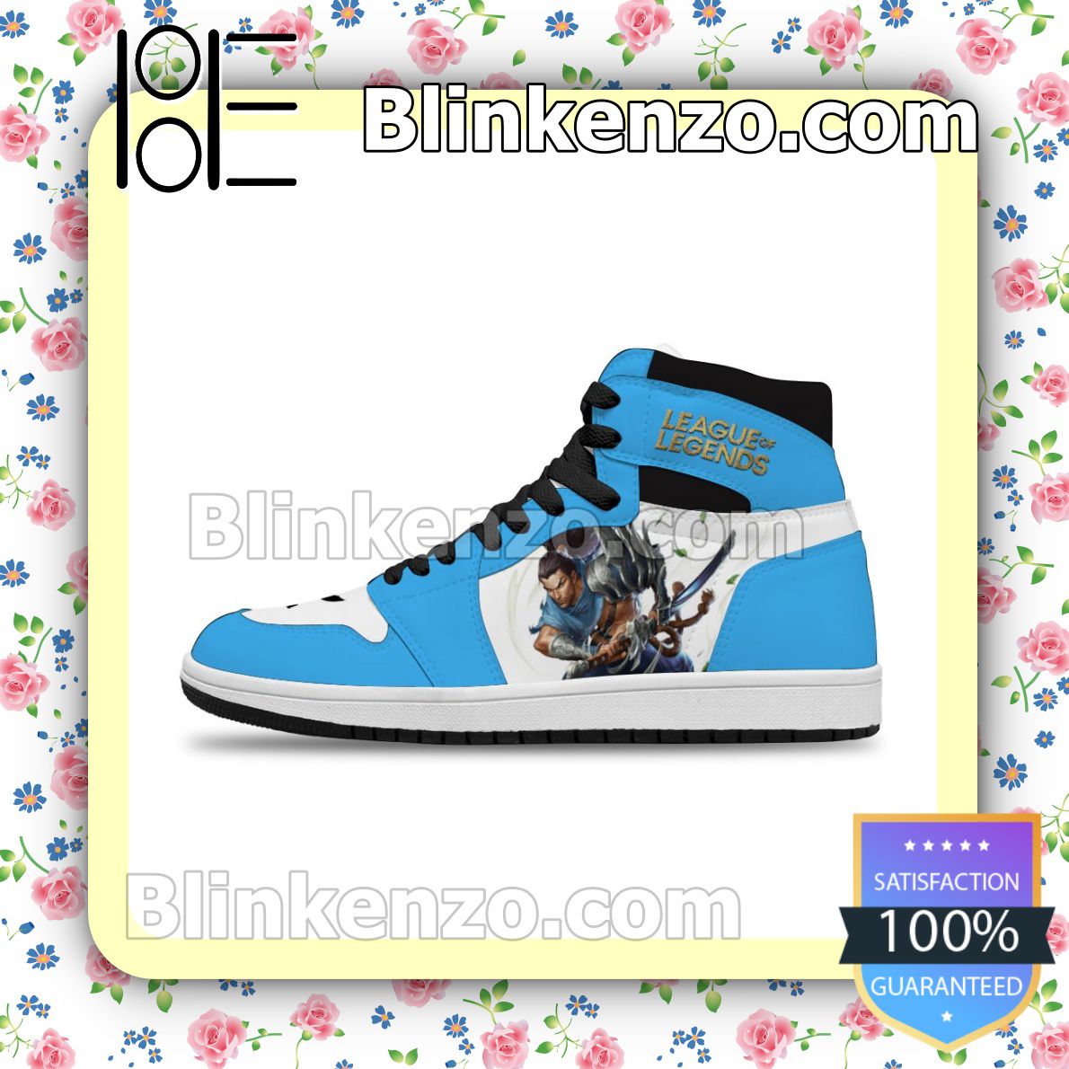 League of Legends YASUO UNC Blue Air Jordan 1 Mid Shoes - Blinkenzo
