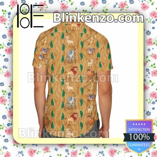 Leaves Pattern The Lion King Disney Cartoon Graphics Inspired Summer Hawaiian Shirt, Mens Shorts a