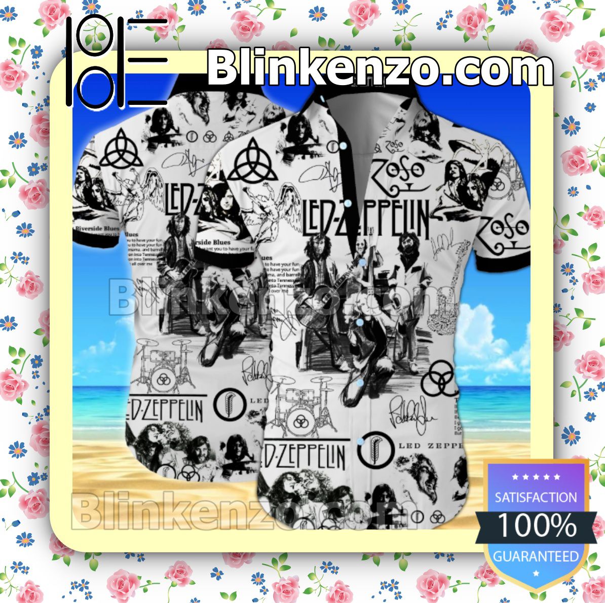 Led Zeppelin Rock Band Black And White Summer Shirts