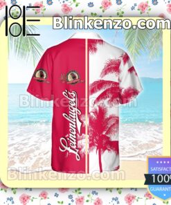 Leinenkugel's Palm Tree Red White Summer Hawaiian Shirt b