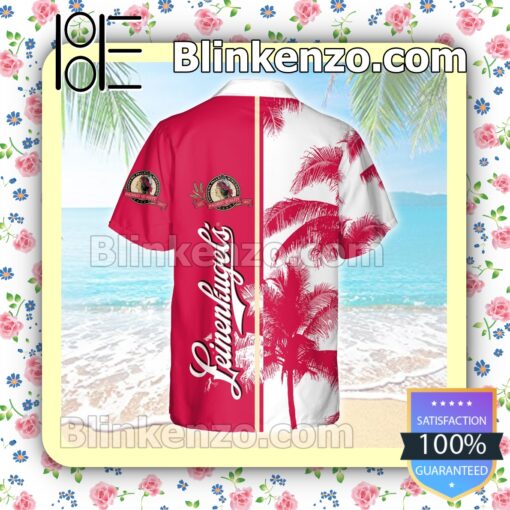 Leinenkugel's Palm Tree Red White Summer Hawaiian Shirt b