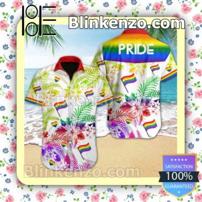 Lgbt Pride Tropical Hibiscus Floral Summer Shirts