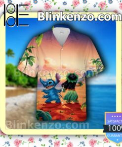 Lilo And Stitch Disney Cartoon Graphics Sunset Summer Hawaiian Shirt, Mens Shorts