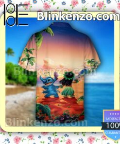 Lilo And Stitch Disney Cartoon Graphics Sunset Summer Hawaiian Shirt, Mens Shorts a