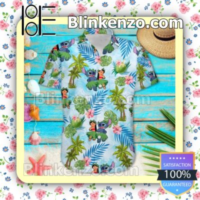 Lilo & Stitch Disney Cartoon Graphics Palm Tree Summer Hawaiian Shirt a