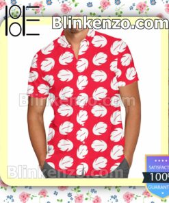 Lilo Stitch Inspired Disney Cartoon Graphics Red Summer Hawaiian Shirt, Mens Shorts