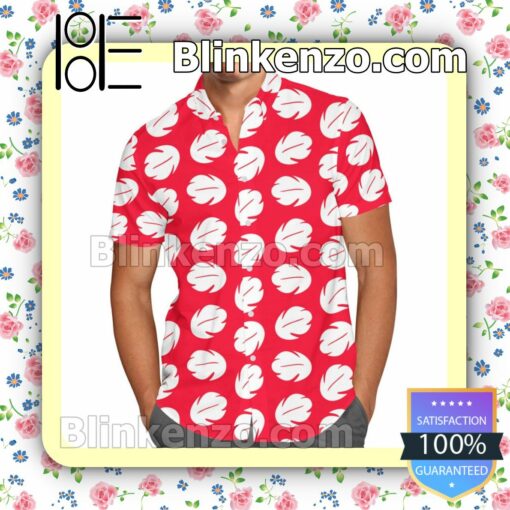 Lilo Stitch Inspired Disney Cartoon Graphics Red Summer Hawaiian Shirt, Mens Shorts