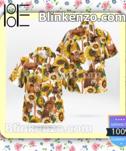 Limousin Cattle Lovers Sunflower Flowery Summer Hawaiian Shirt