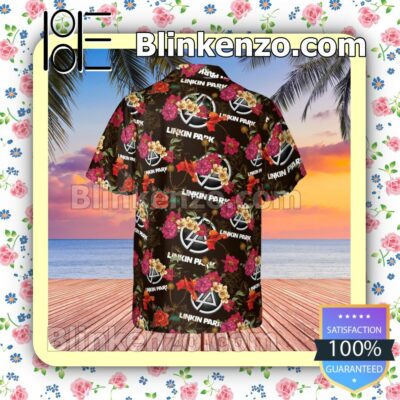 Linkin Park Rock Band Floral Pattern Summer Hawaiian Shirt, Mens Shorts a