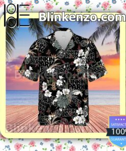 Linkin Park Rock Band Logo Tropical Forest Black Summer Hawaiian Shirt, Mens Shorts