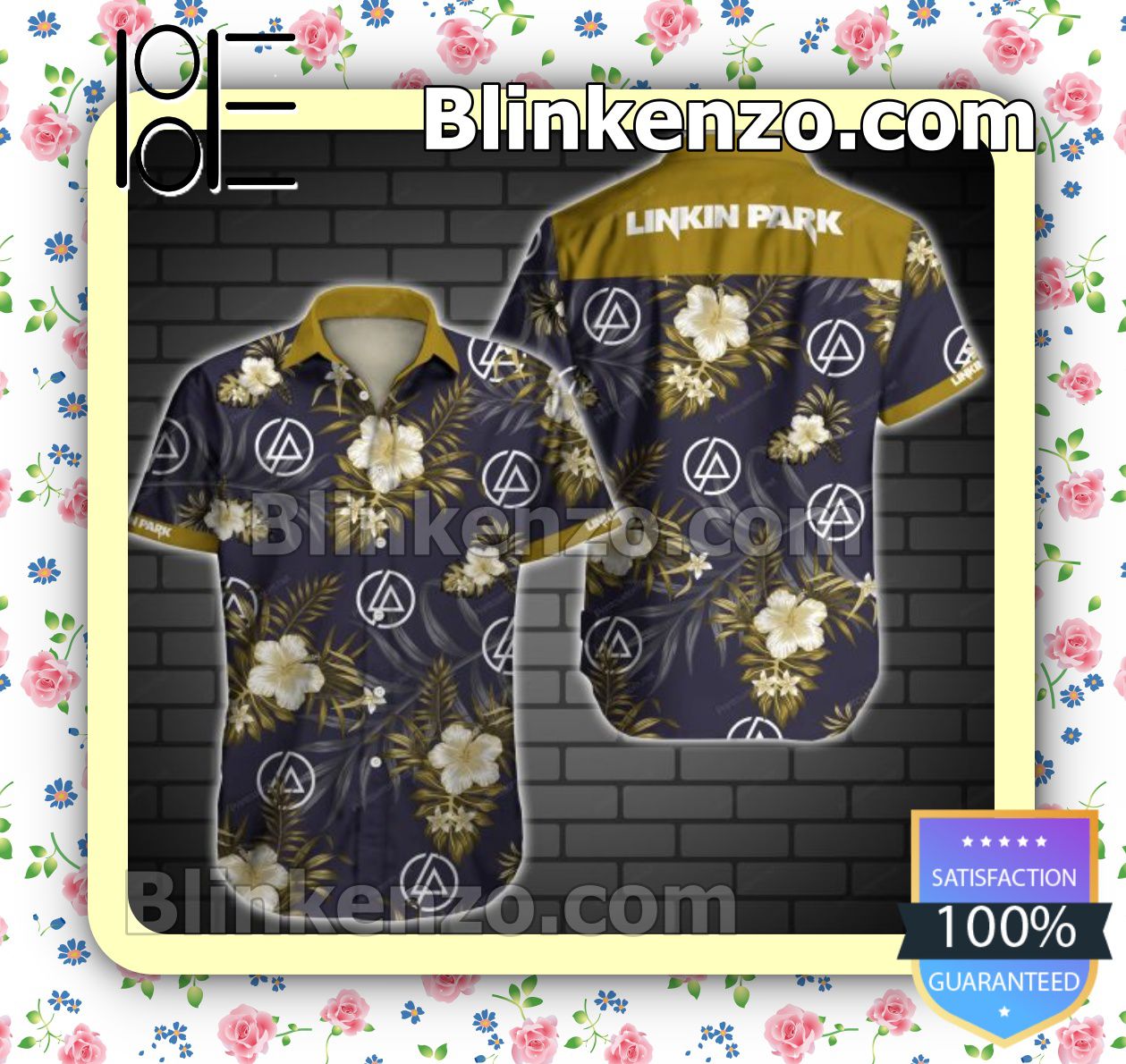 Linkin Park Yellow Tropical Floral Summer Shirts