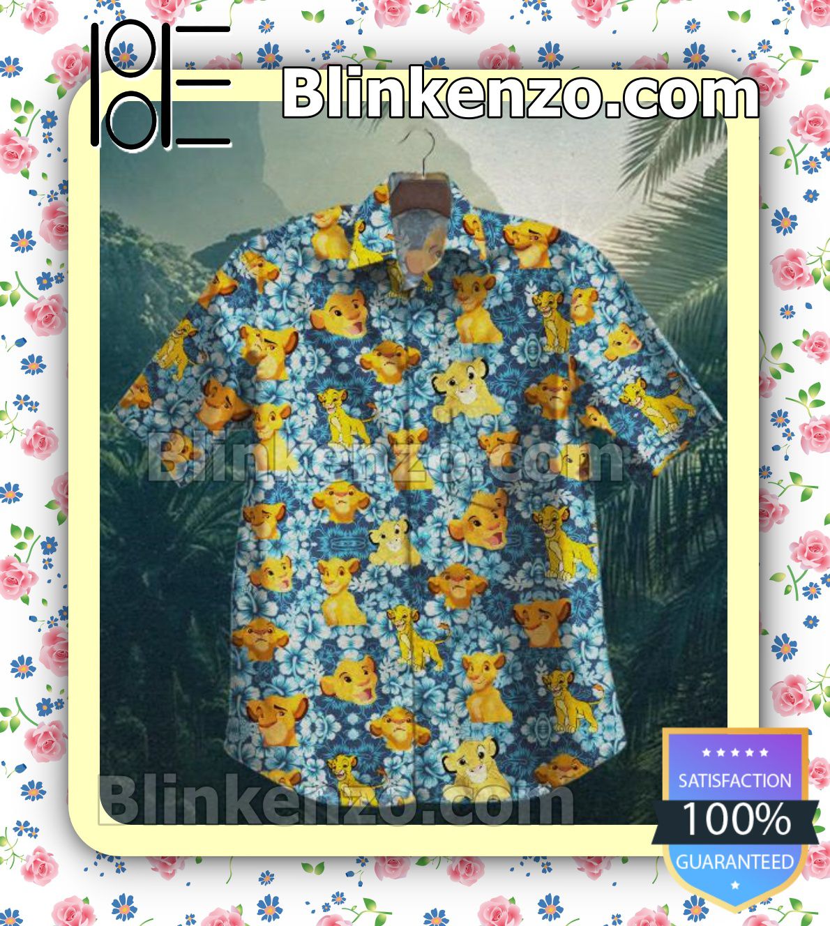 Lion King Blue Hibiscus Summer Shirts