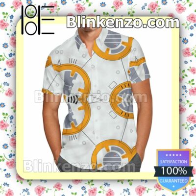 Little Round Droid Star Wars BB8 Inspired Summer Hawaiian Shirt, Mens Shorts