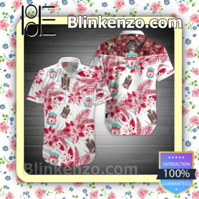 Liverpool Champions Red Hibiscus And Palm Leaves Summer Shirts