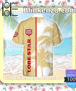 Lone Star Beer Plam Tree White Yellow Summer Hawaiian Shirt b