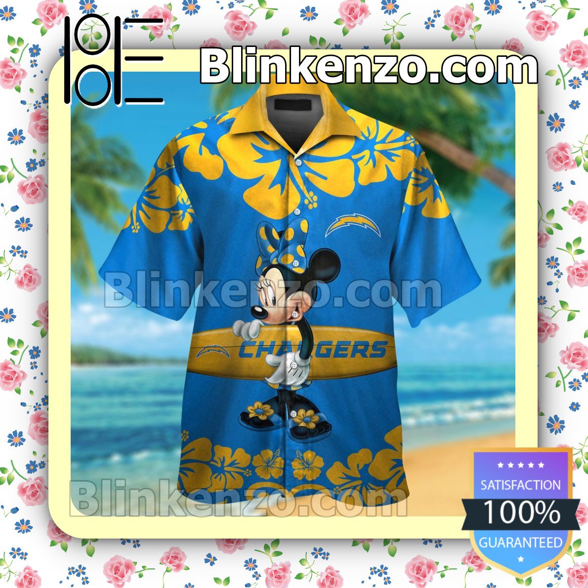 Los Angeles Chargers & Minnie Mouse Mens Shirt, Swim Trunk