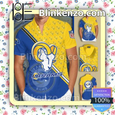 Los Angeles Rams Logo Blue Yellow Summer Hawaiian Shirt, Mens Shorts