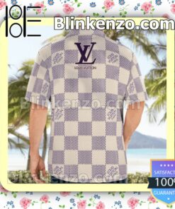 Louis Vuitton Beige And Purple Checkerboard Luxury Beach Shirts, Swim Trunks b
