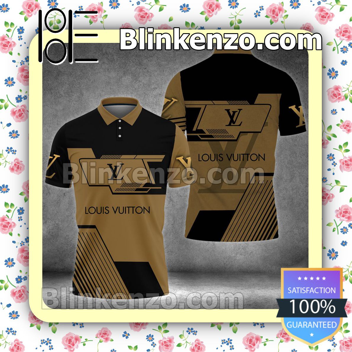 Father's Day Gift Louis Vuitton Black And Brown Luxury Brand Embroidered Polo Shirts
