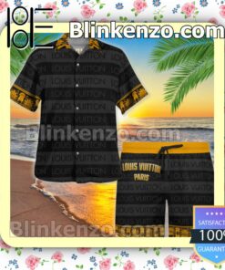 Louis Vuitton Black And Grey Horizontal Stripes Luxury Beach Shirts, Swim Trunks