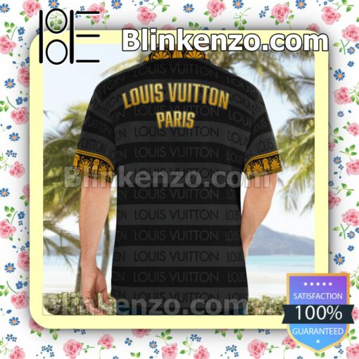 Louis Vuitton Black And Grey Horizontal Stripes Luxury Beach Shirts, Swim Trunks b