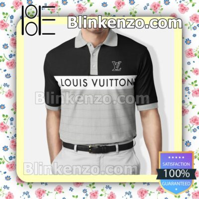 Louis Vuitton Black Grey Plaid Embroidered Polo Shirts - Blinkenzo