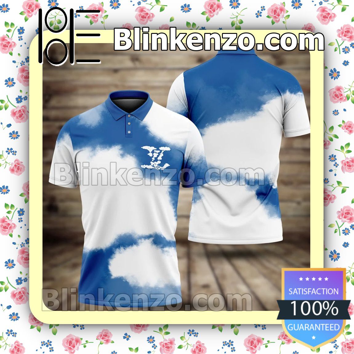 Louis Vuitton Blue Sky Clouds Embroidered Polo Shirts