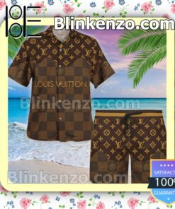 Louis Vuitton Black Monogram Hawaiian Shirt Beach Shorts And
