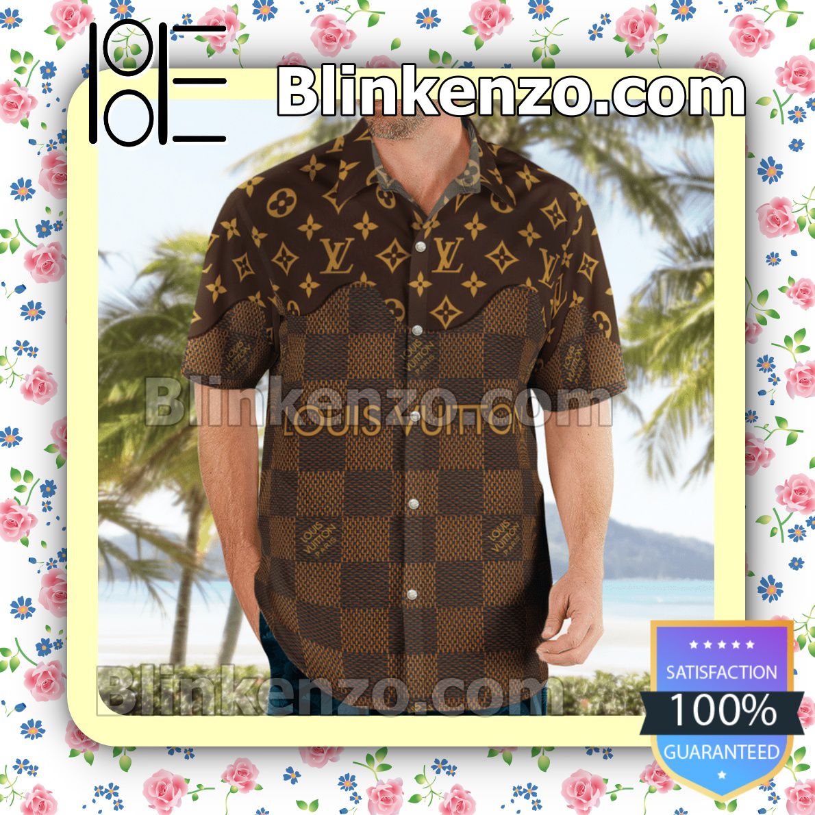 Louis Vuitton Dark Brown Checkerboard Mix Logo Monogram Luxury Beach Shirts,  Swim Trunks - Blinkenzo