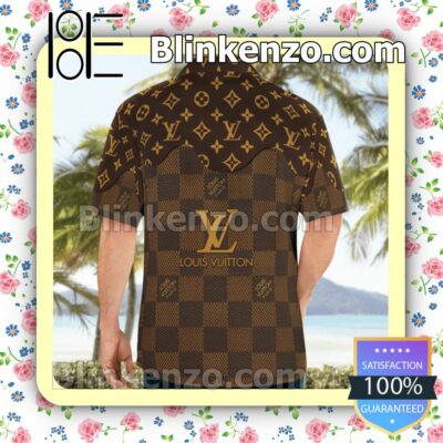 Louis Vuitton Dark Brown Checkerboard Mix Logo Monogram Luxury Beach Shirts, Swim Trunks b