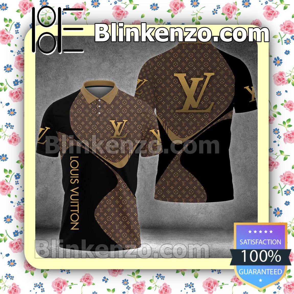 Louis Vuitton Dark Brown Monogram Mix Black Impressive Embroidered Polo Shirts