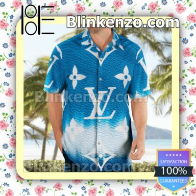 Louis Vuitton Escale Neverfull Blue Tie Dye Luxury Beach Shirts, Swim Trunks a