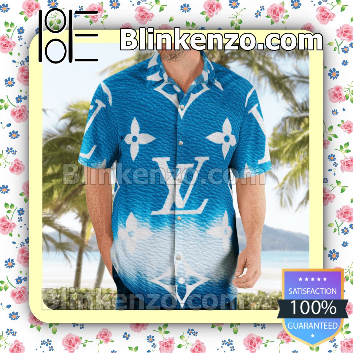 Louis vuitton design fashion hawaiian shirt beach shorts and flip