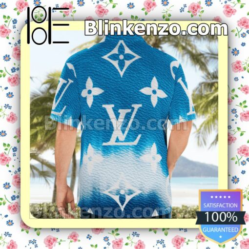 Louis Vuitton Escale Neverfull Blue Tie Dye Luxury Beach Shirts, Swim Trunks b