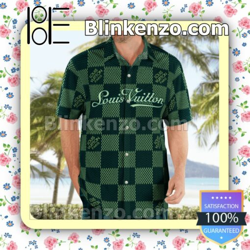 Louis Vuitton Green Checkerboard Luxury Beach Shirts, Swim Trunks a