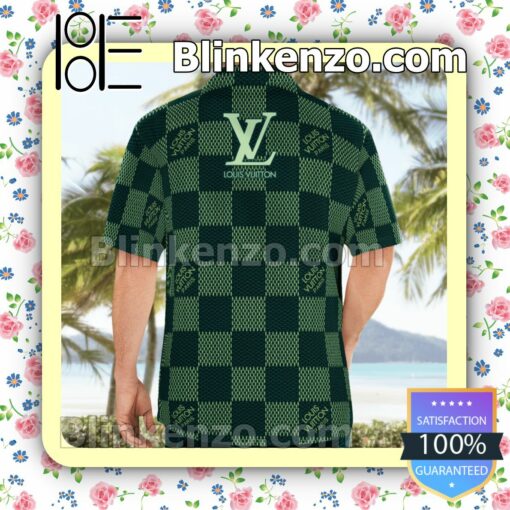 Louis Vuitton Green Checkerboard Luxury Beach Shirts, Swim Trunks b