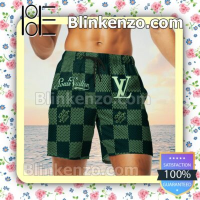 Louis Vuitton Green Checkerboard Luxury Beach Shirts, Swim Trunks c