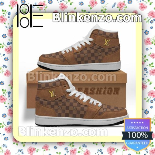 Louis Vuitton LV Brown Air Jordan 1 Mid Shoes