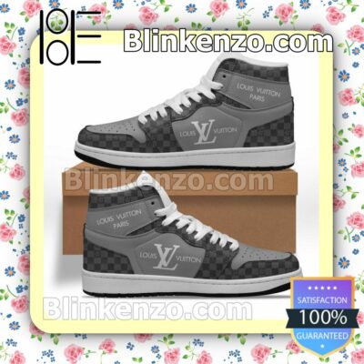 Louis Vuitton LV Paris Grey Air Jordan 1 Mid Shoes