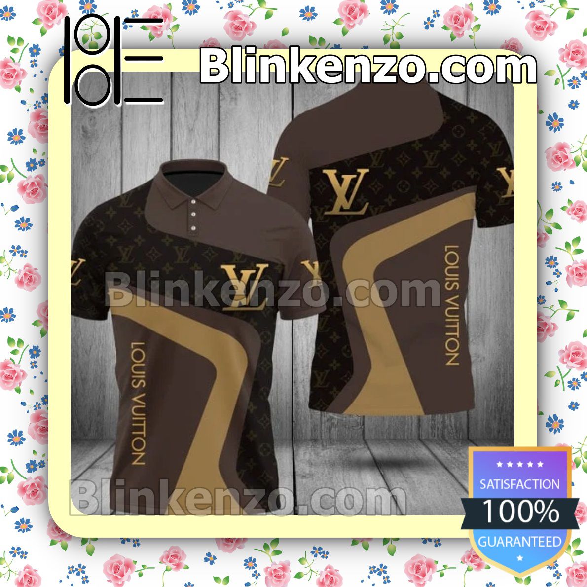 Louis Vuitton Light And Dark Brown Color Scheme Embroidered Polo Shirts
