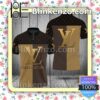 Louis Vuitton Light And Dark Brown With Gold Logo Center Embroidered Polo Shirts