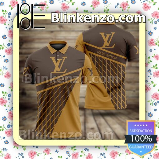 Louis Vuitton Light And Dark Brown With Rhombus Check Embroidered Polo Shirts