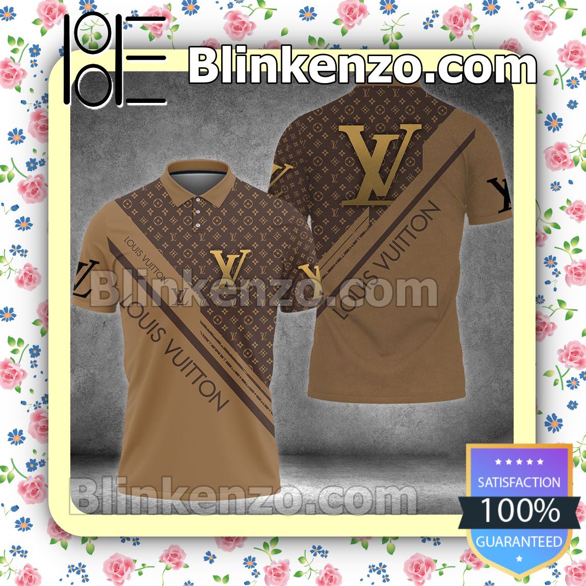 Louis Vuitton Light Mix Dark Brown Monogram Embroidered Polo Shirts